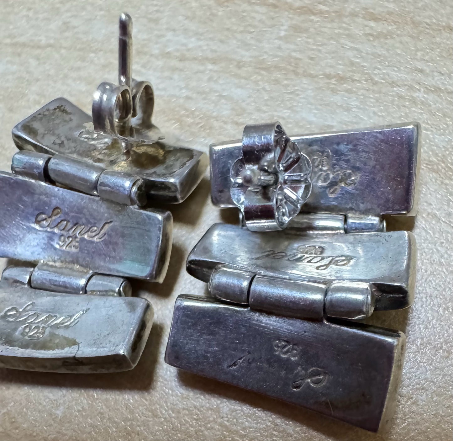 Betty Thomas Sanel Navajo 925 Sterling Silver Black Onyx Drop Dangle Earrings