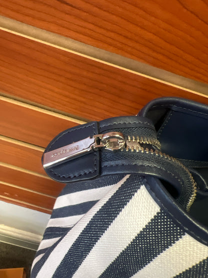 Designer Kate Spade White/Navy Striped Tote Bag