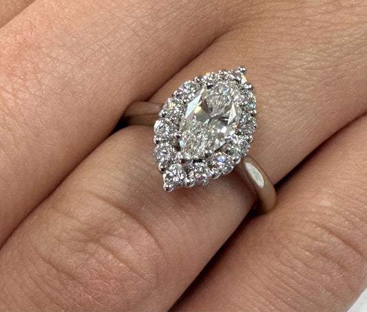 14kw Gabriel & Co.Ring  Natural 3/4 Marquise Diam Center .36 cttw Side Diamonds