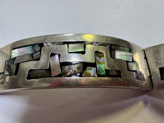VTG TAXCO Signed Sterling Silver 925 Panel TR-191 Inlaid Bracelet