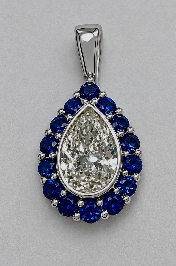 14kw 3/4 ct Natural Diamond & Sapphire Pendant