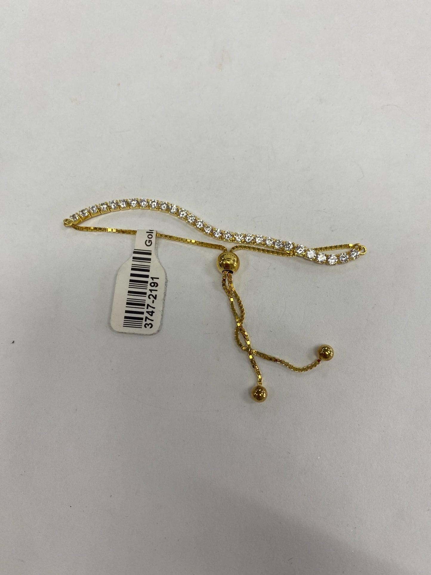 Gold Plated over Sterling Silver CZ Adjustable Bracelet