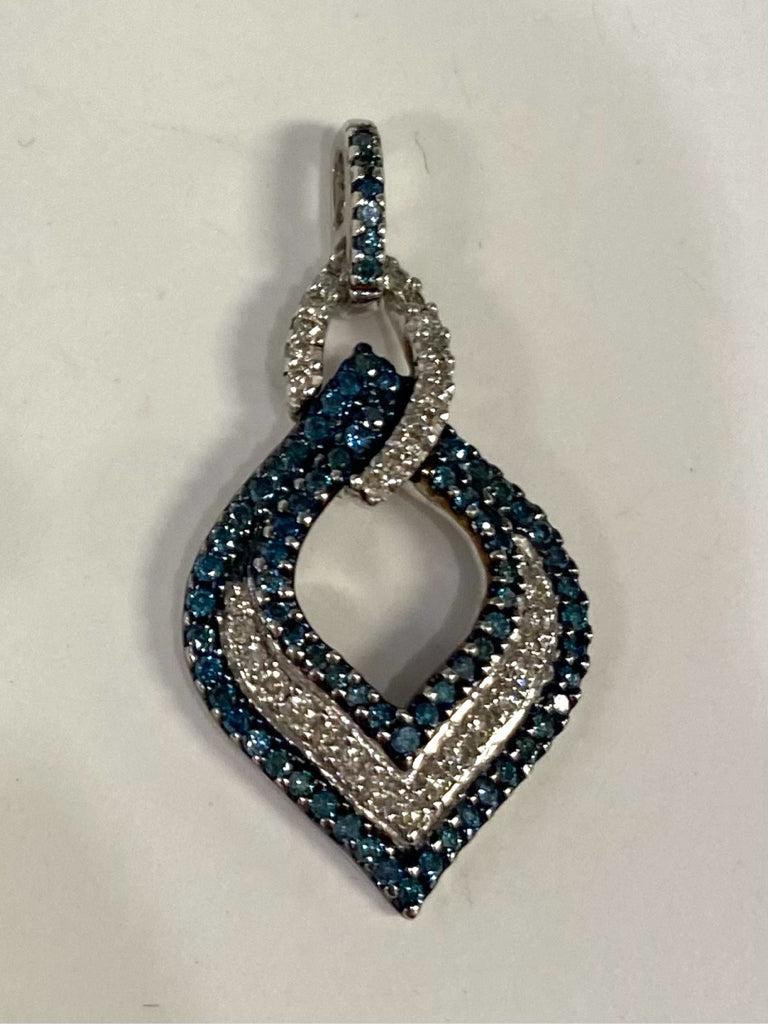 14k White Gold Blue & White Diamond Pendant