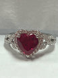 Sterling Silver Red Heart CZ Ring JTV Size 8 New