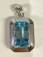 Sterling Silver Blue Topaz Pendant 1.15"