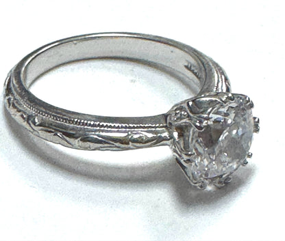 Tacori CZ Cubic Zirconia Ring 925 Sterling Silver Size 7 Etched Band