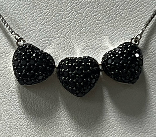 Sterling Silver Black Spinel Necklace New JTV