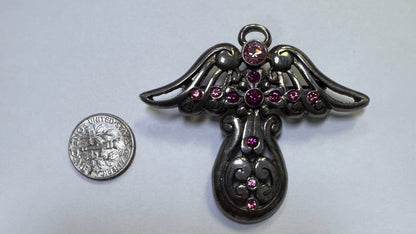 Sterling Silver 925  Barse Angel Pin Brooch Pendant 1" x 1.10"