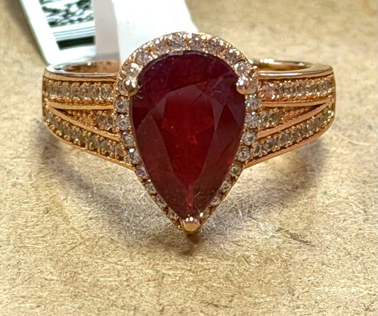 Rose Gold Over Sterling Silver Ruby Ring New w/ Tags JTV Size 8