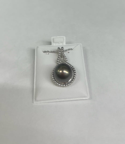 Sterling Silver Tahitian Black Pearl Necklace Chain JTV