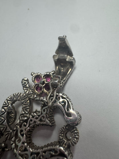 Barbara Bixby Sterling & 18K Gold Sapphire Garnet Black Pearl Pendant Enhancer