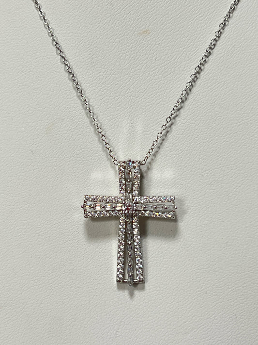 Sterling Silver CZ Necklace Pendant Chain New JTV