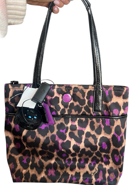 Designer Coach Black/Beige/Purple Handbag