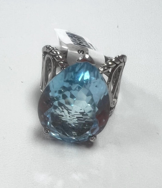 Sterling Silver Blue Topaz Ring New JTV Size 8