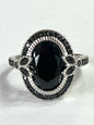 Sterling Silver Black Spinel ring Size 8 JTV New