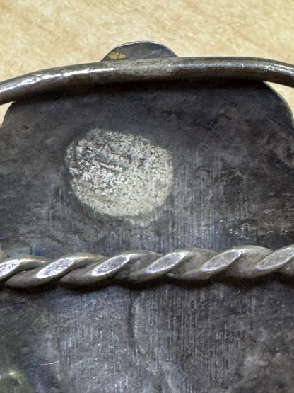 Vintage Sterling Silver Stamped Turquoise Concho Cuff Bracelet