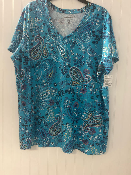 Blue Paisley Woman Within Short Sleeve Shirt Women's