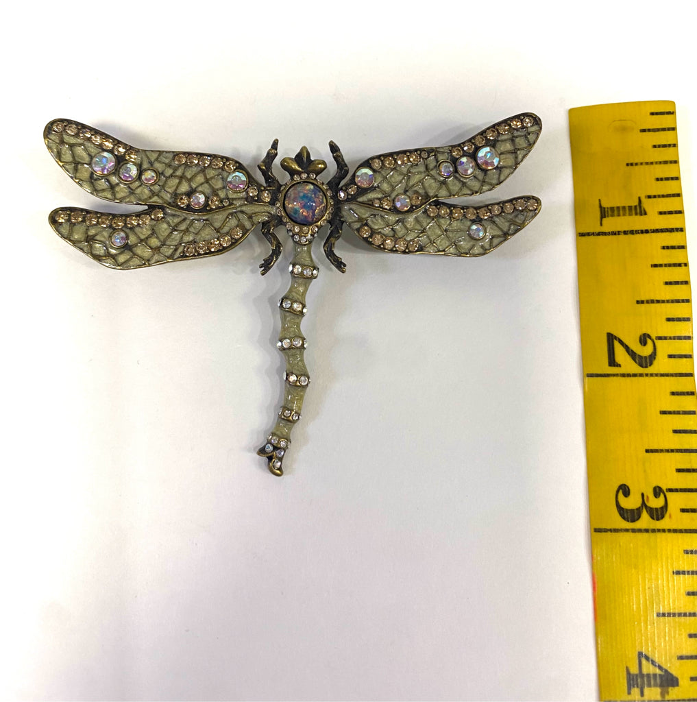 JOAN RIVERS XV Classic Collection Large Dragonfly Crystals Enamel 2.15" x 3.33"