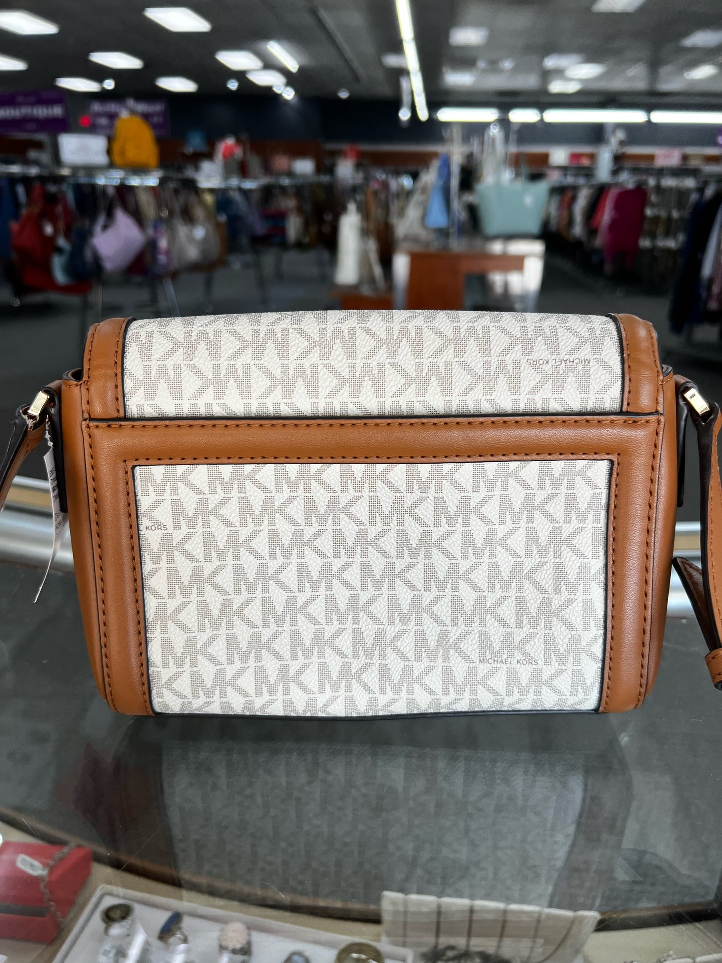 Designer Michael Kors White/Brown Crossbody
