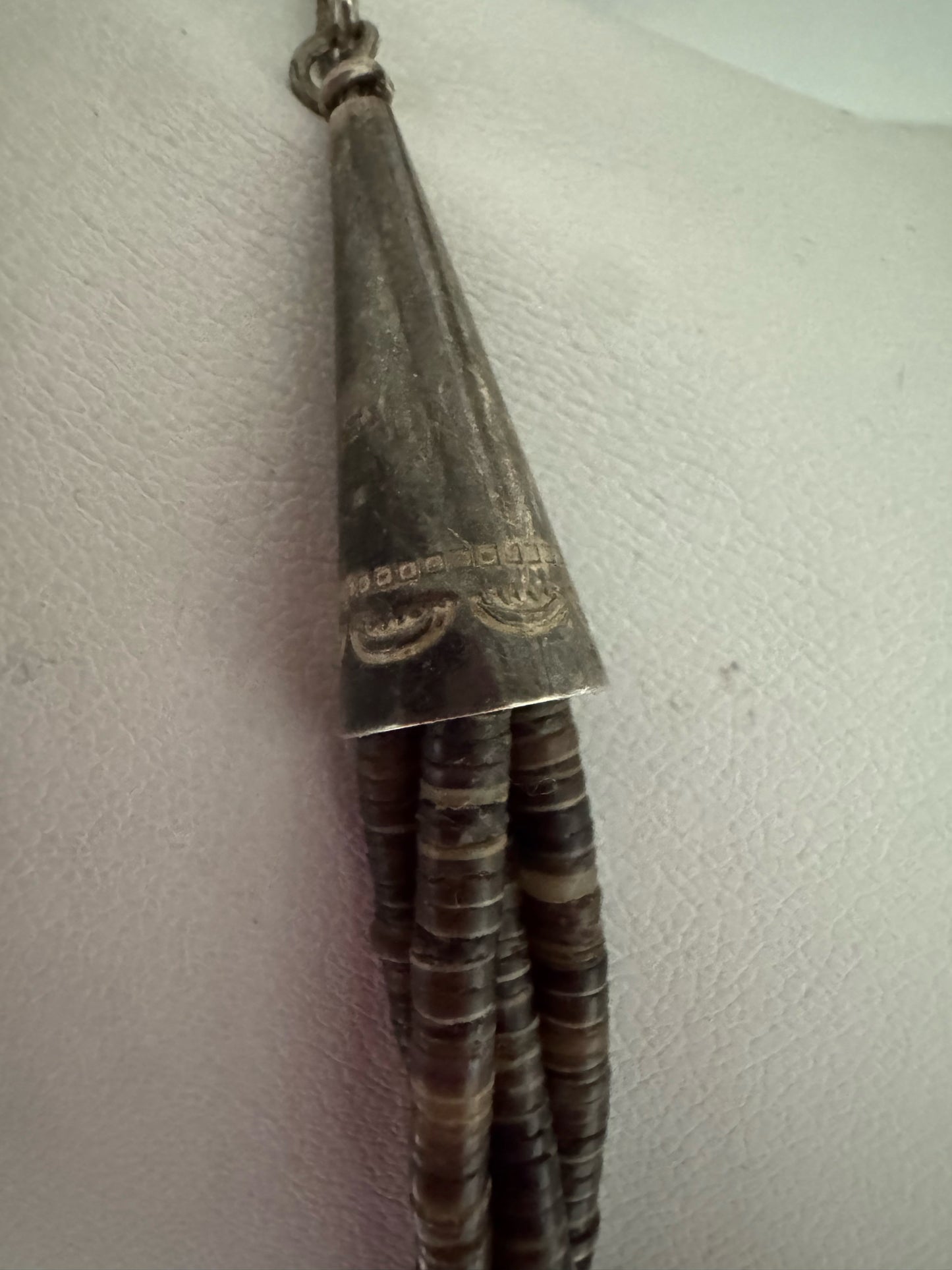 Vintage Native American Sterling Silver 4 Strand Heavy 28-32" Turquoise Necklace