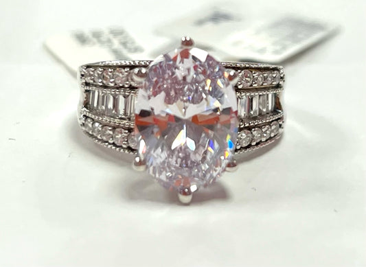 Sterling Silver CZ Ring Size 11.24 ct tw New w/ Tags JTV Size 8