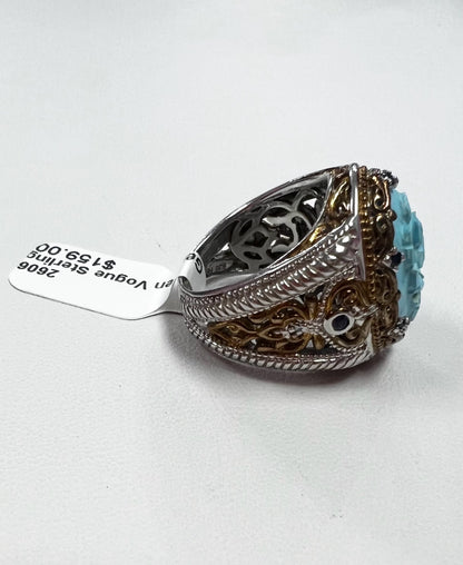Gems en Vogue Sterling SIlver Turquoise Ring Size 7
