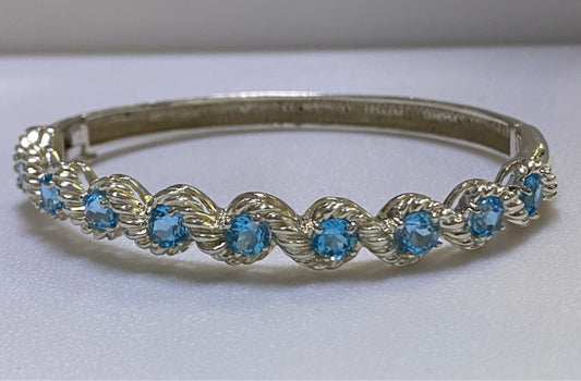 Sterling Silver Blue Topaz Bangle