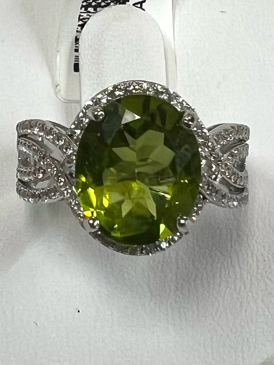Sterling Silver 4.68 ct tw Peridot & CZ Ring Size 8 New w/ Tags JTV