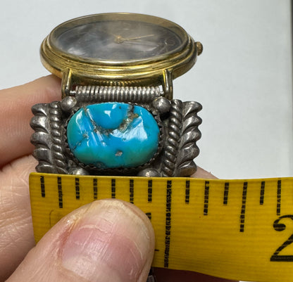 Robert Bernice Leekya Kingman Turquoise Sterling silver watch band tips RLB Zuni