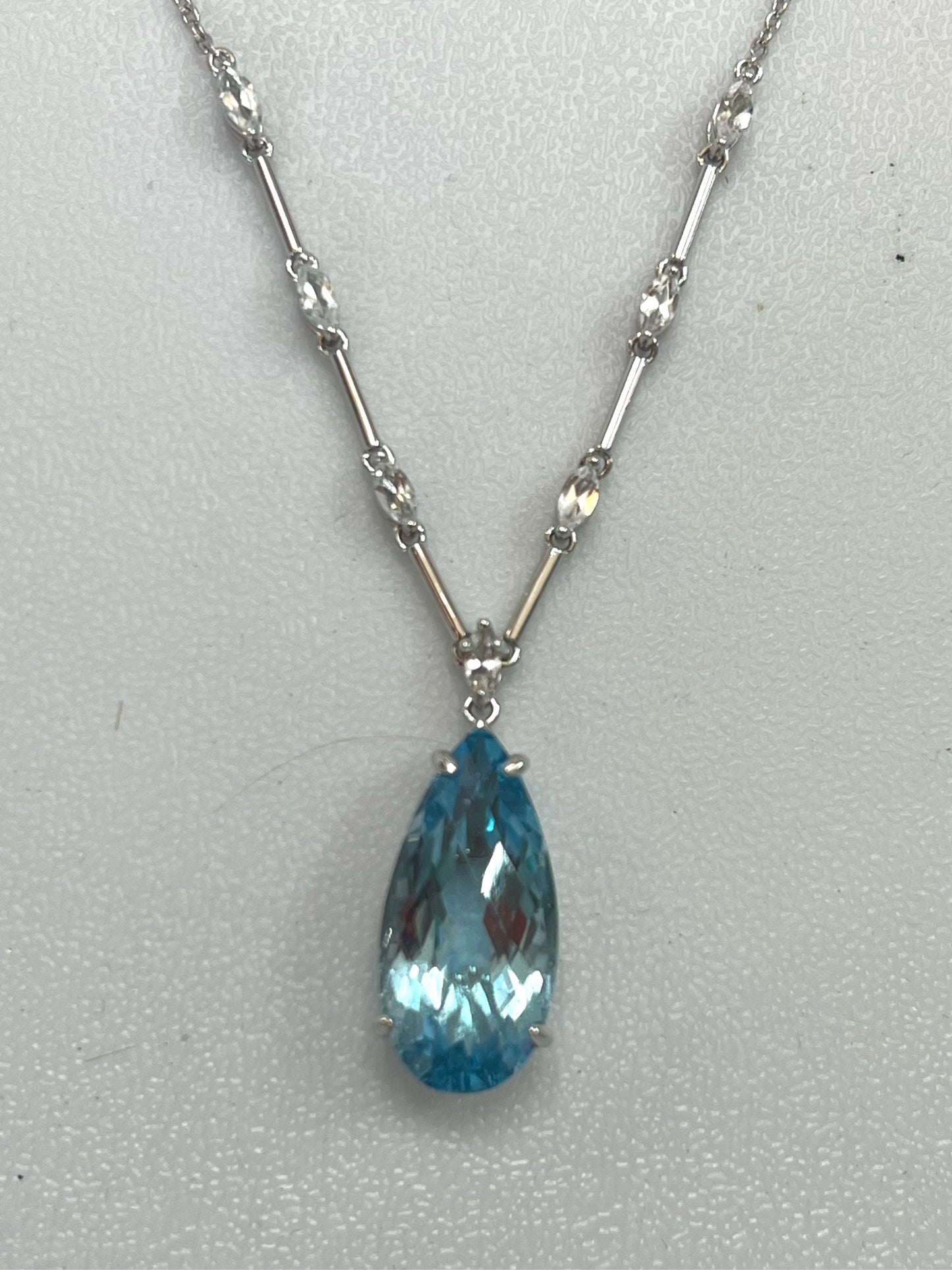 Sterling Silver Blue Topaz Necklace New JTV