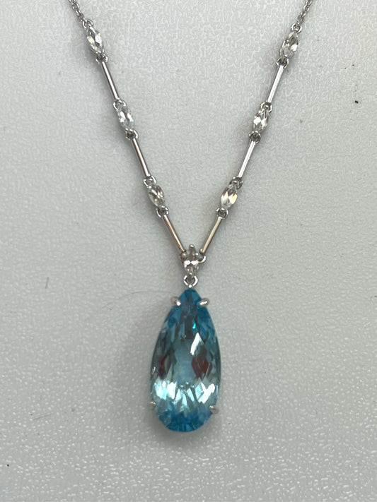 Sterling Silver Blue Topaz Necklace New JTV