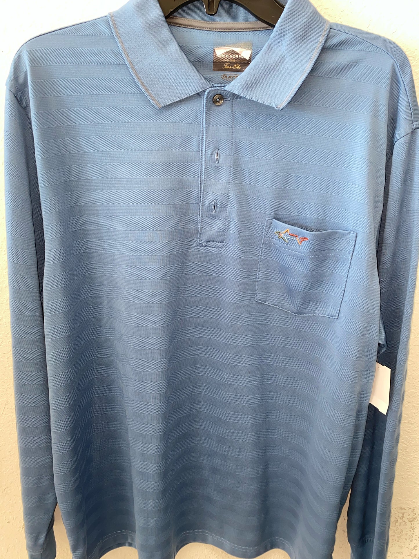 Blue Greg Norman Long Sleeve Shirt Men's