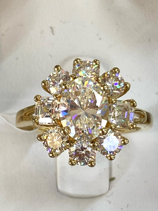 Gold Over Sterling CZ Ring New w/ Tags JTV Size 8