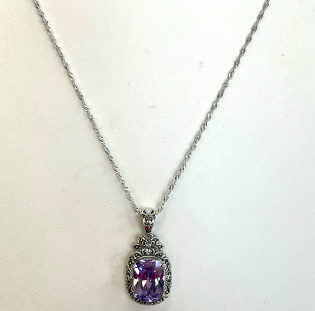 Sterling Silver CZ Pendant & Necklace New JTV