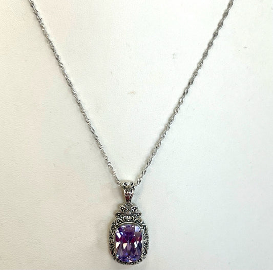 Sterling Silver CZ Pendant & Necklace New JTV