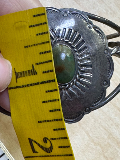 Vintage Sterling Silver Stamped Turquoise Concho Cuff Bracelet
