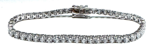 14k White Gold Lab Created Diamond 5 ct tw Tennis Bracelet 7.25" Long