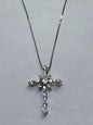 Sterling Silver CZ Cross Pendant & Adj Chain 18"-20"