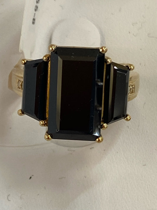 Gold Over Sterling Onyx Ring New w/ Tags Size 8 JTV