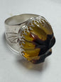 Sterling Silver DTR Jay King Carved Amber Ring