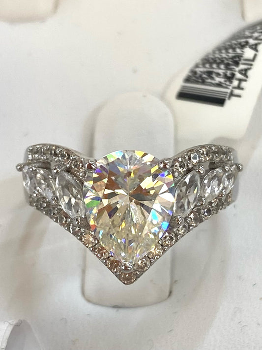 Sterling Silver CZ Ring Size 8 New w/ Tags JTV