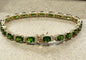 Sterling Silver Green Chrome Diopside & White Zircon Tennis Bracelet 8" DK JTV
