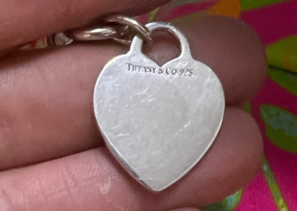 Tiffany & Co. 925 Sterling Silver Heart Tag Charm Link 7.25" Bracelet