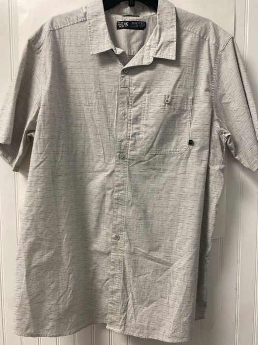 White/Gray Striped MOUNTAIN HARD WEAR Short Sleeve Shirt Men's