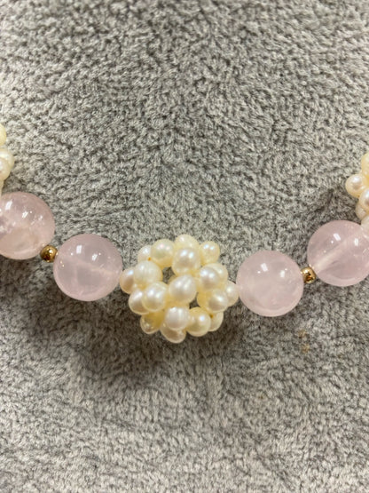 Zoe B 14K Gold Rose Quartz & Freshwater Pearl Cluster