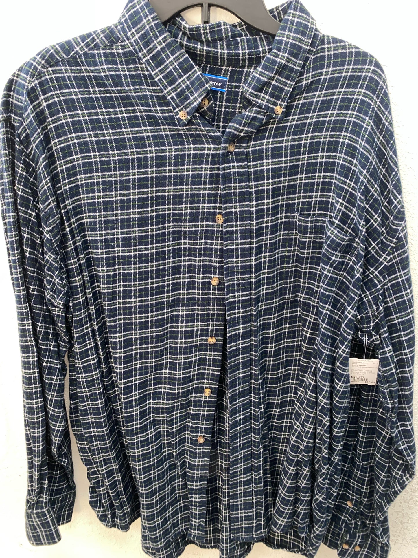 Blue Plaid Croft & Barrow Long Sleeve Shirt Men's