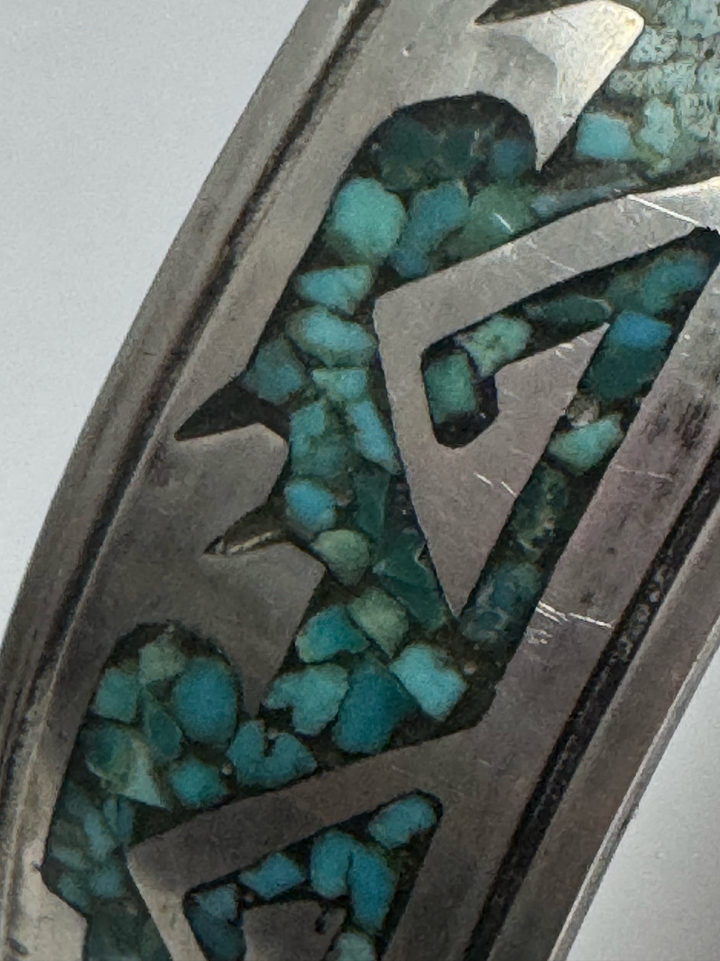 Tommy Singer Sterling Silver Mosaic Turquoise Native American Cuff  Bracelet