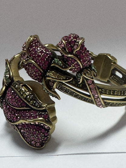 Heidi Daus Climbing Rose Hidden Watch Swarovski Crystal Bronze Tone Bracelet