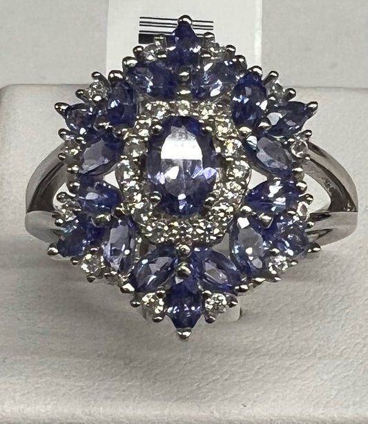 Sterling Silver Tanzanite & CZ Ring New w/ Tags JTV Size 9