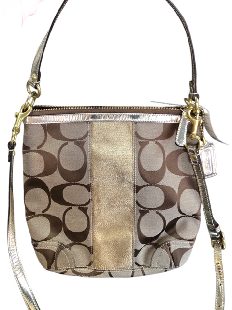Designer Coach Beige/Gold Handbag
